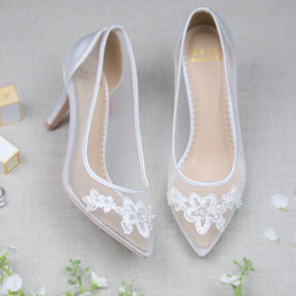 Sofia Ivory Lace Heels by Kate Whitcomb